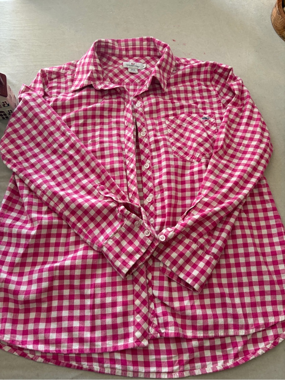 Vineyard Vines Pink and White Gingham Button-Down Shirt